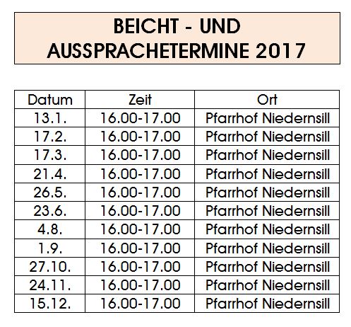 Beichttermine 2017