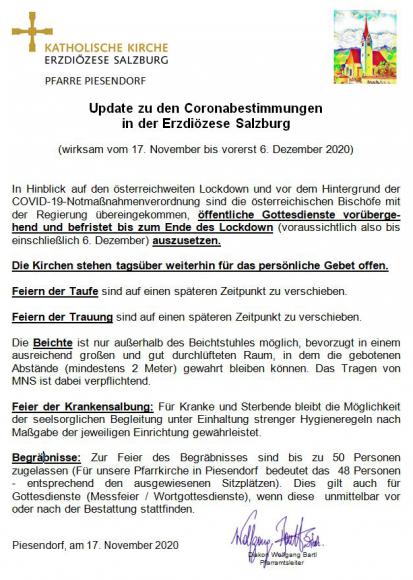 Coronabestimmungen 17 11 2020
