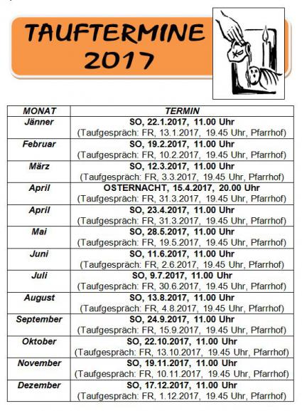 Tauftermine 2017